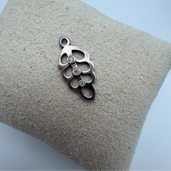 Authentic PANDORA 925 Sterling Silver Cubic Zirconia Leaf Dangle Charm (1) - Picture 1 of 12